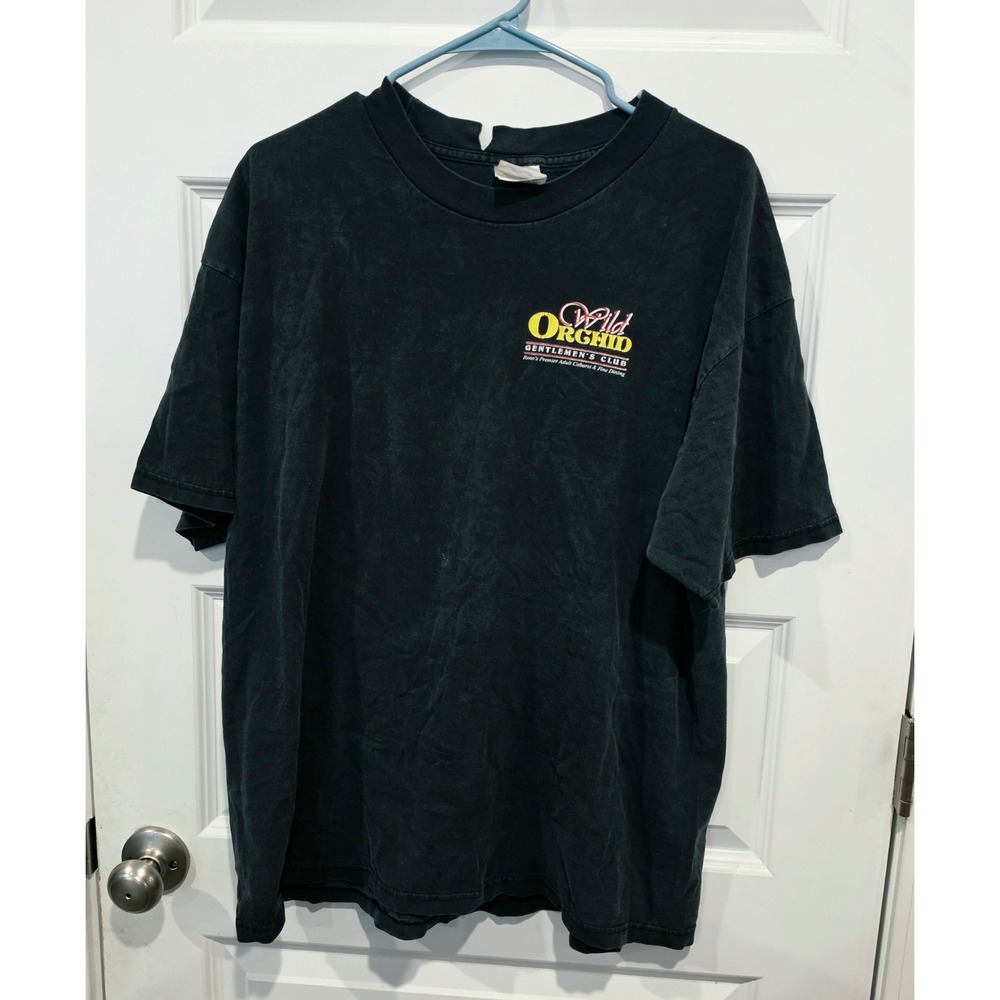 Wild Orchid Gentlemen's Club T-Shirt Mens XL Black Cotton Vintage Y2K Reno Tee